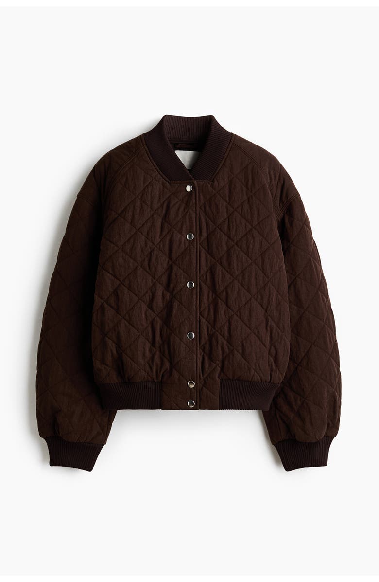 H&M Quilted Bomber Jacket, Main, color, Dark Brown