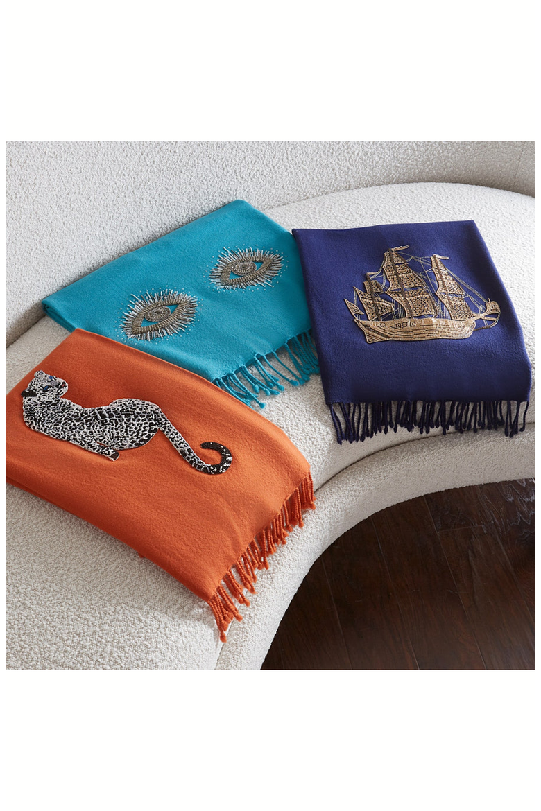 Leopard Embellished Throw, Alternate, color, Orange