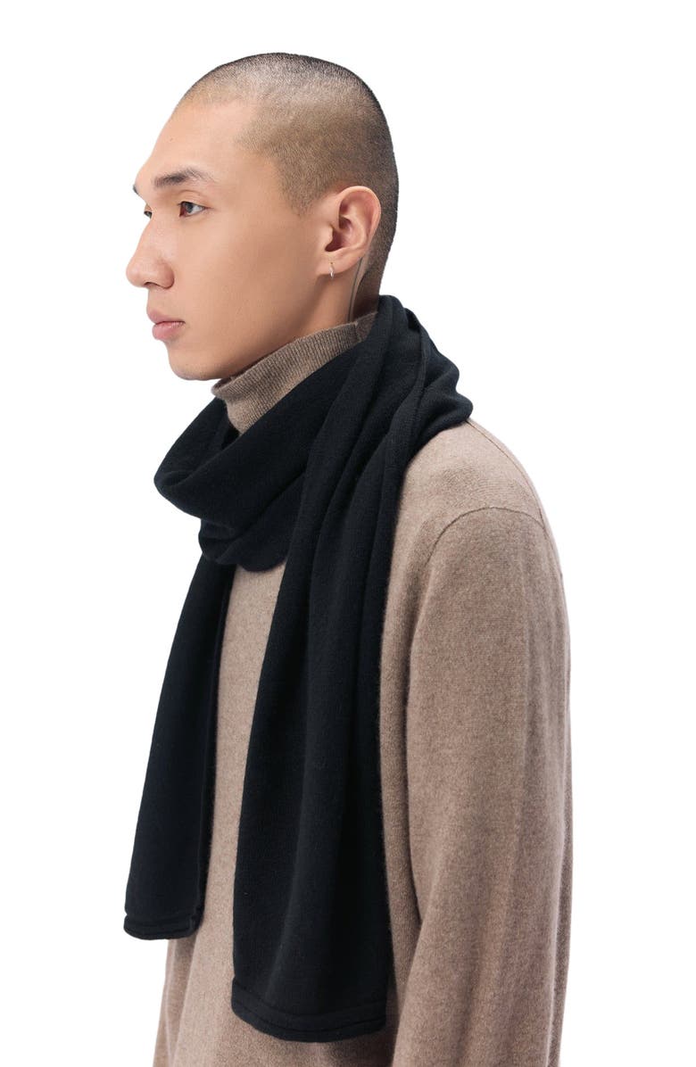 GOBI Mongolian Cashmere Cashmere Jersey Knit scarf, Alternate, color, Black