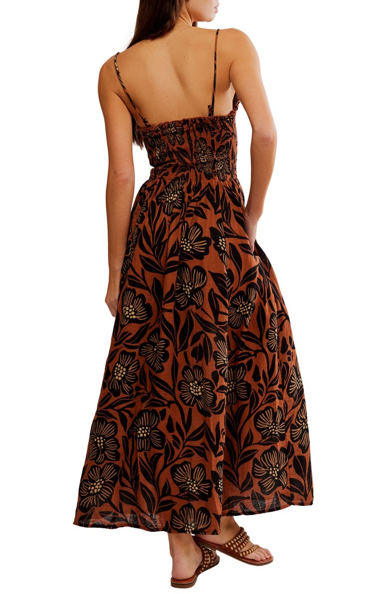 Free People Sweet Nothings Floral Print Sleeveless Maxi Sundress, Alternate, color, Brown Patina Combo