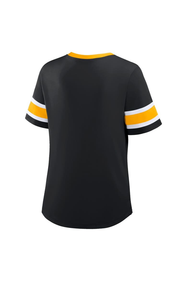 Women's Fanatics Black Pittsburgh Steelers Plus Size Red Zone Athena Lace-Up V-Notch Neck T-Shirt, Alternate, color, Black