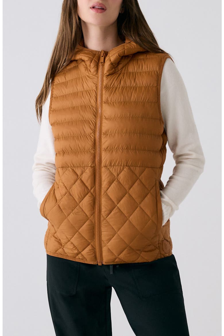 The Base Water Repellent Insulated Hooded Vest, Main, color, GINGER