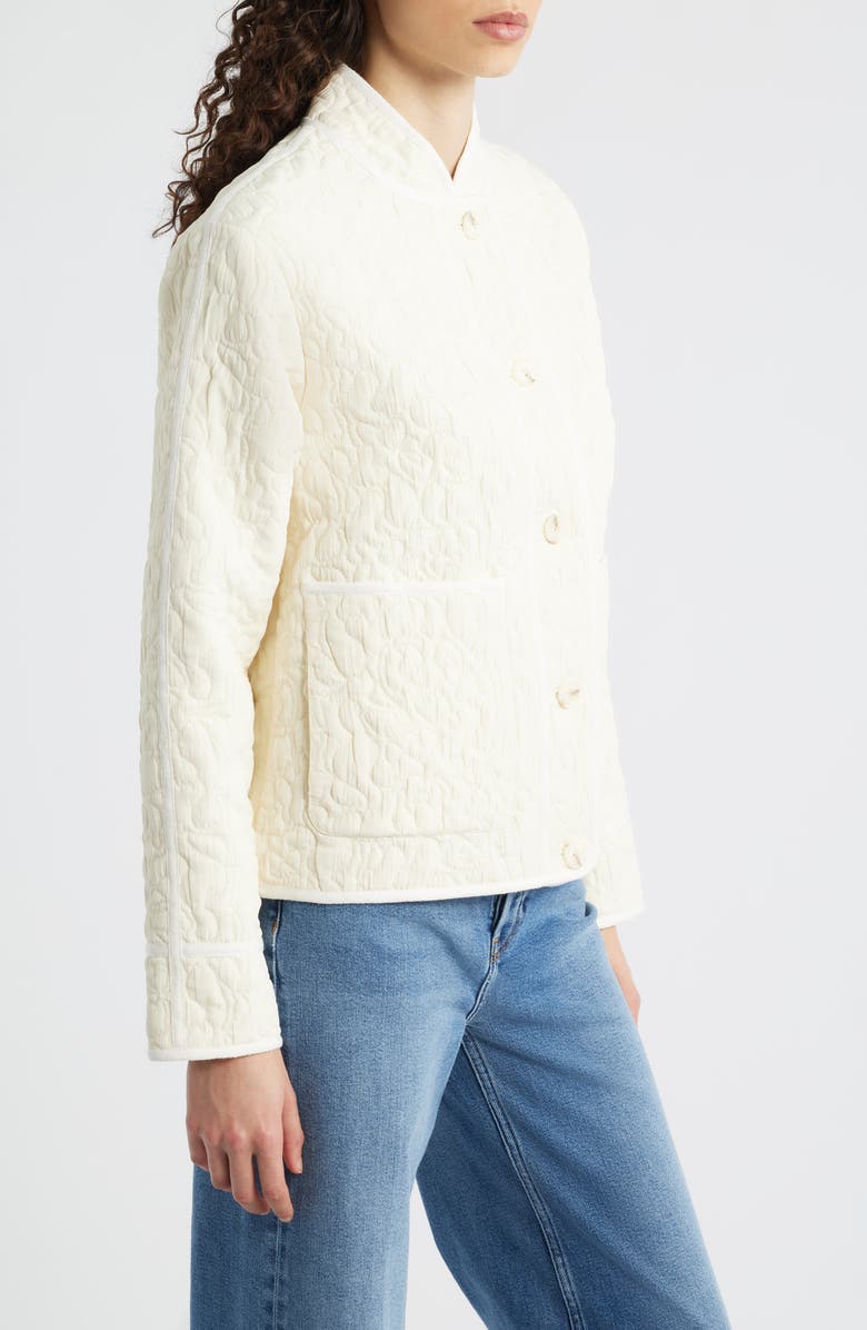 Bernardo Quilted Jacquard Jacket, Alternate, color, Cream