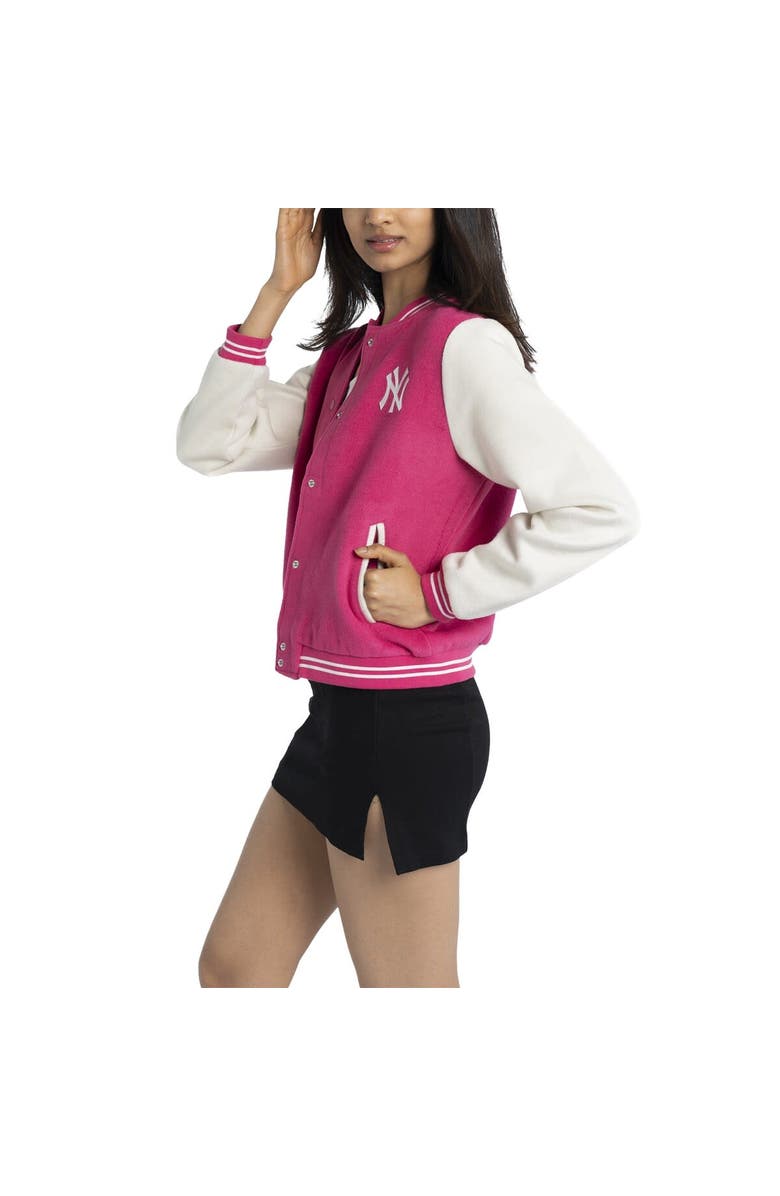 LUSSO Women's Lusso  Pink New York Yankees Priya Full-Snap Varsity Jacket, Alternate, color, Pink