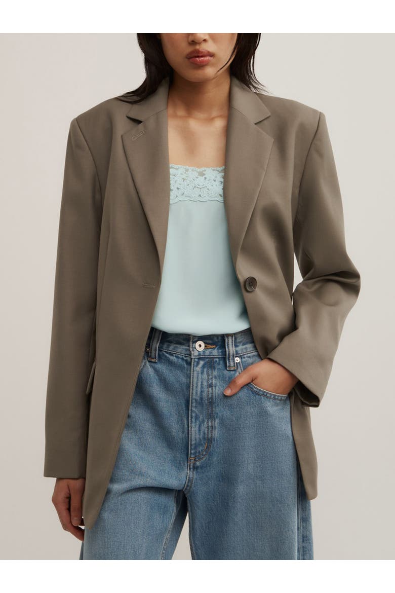 Tab Detail Longline Blazer, Main, color, Khaki