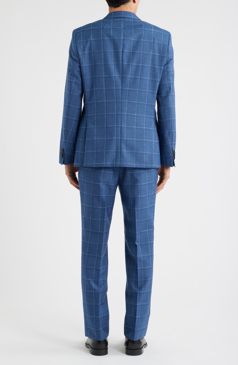 BOSS Huge Slim Fit Windowpane Check Wool Suit, Alternate, color, Dark Blue