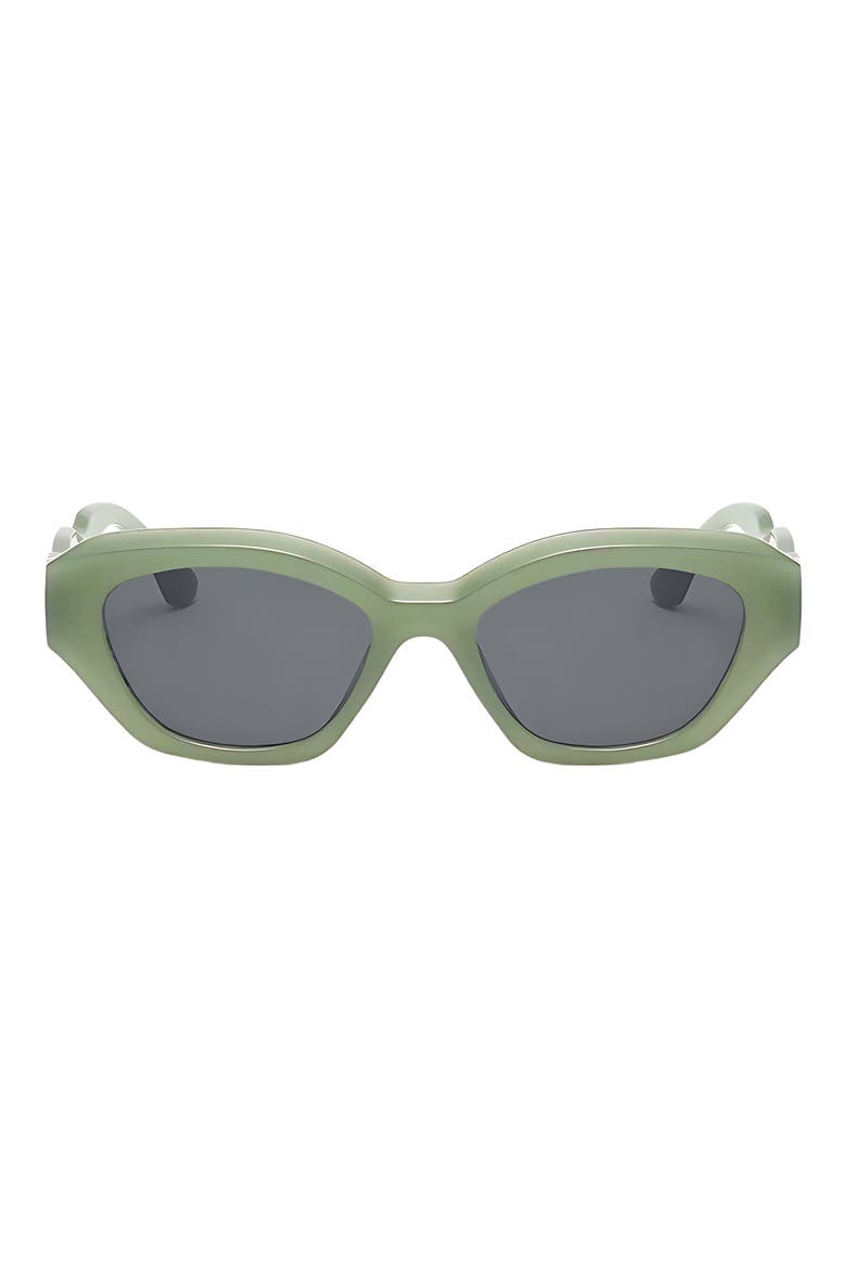 Kell 52mm Polarized Geometric Sunglasses, Main, color, GREEN / BLACK