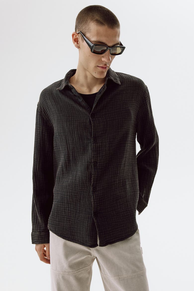 Regular Fit Cotton Muslin Shirt, Main, color, Black