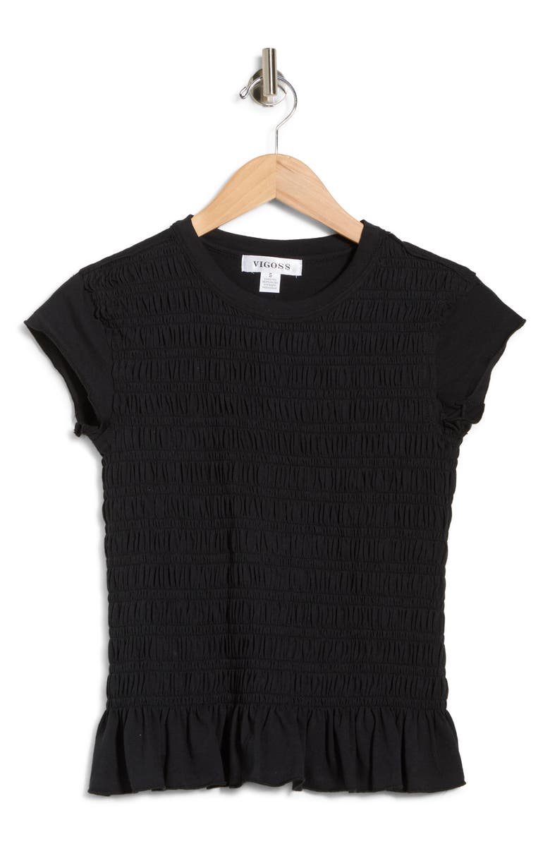 Vigoss Smocked T-Shirt, Main, color, Black