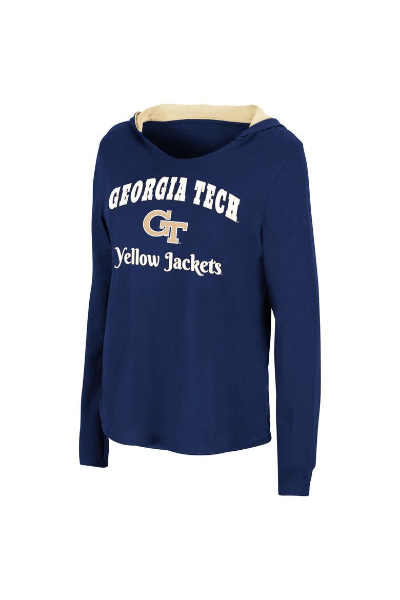 Women's Colosseum Navy Georgia Tech Yellow Jackets Catalina Hoodie Long Sleeve T-Shirt, Alternate, color, Navy