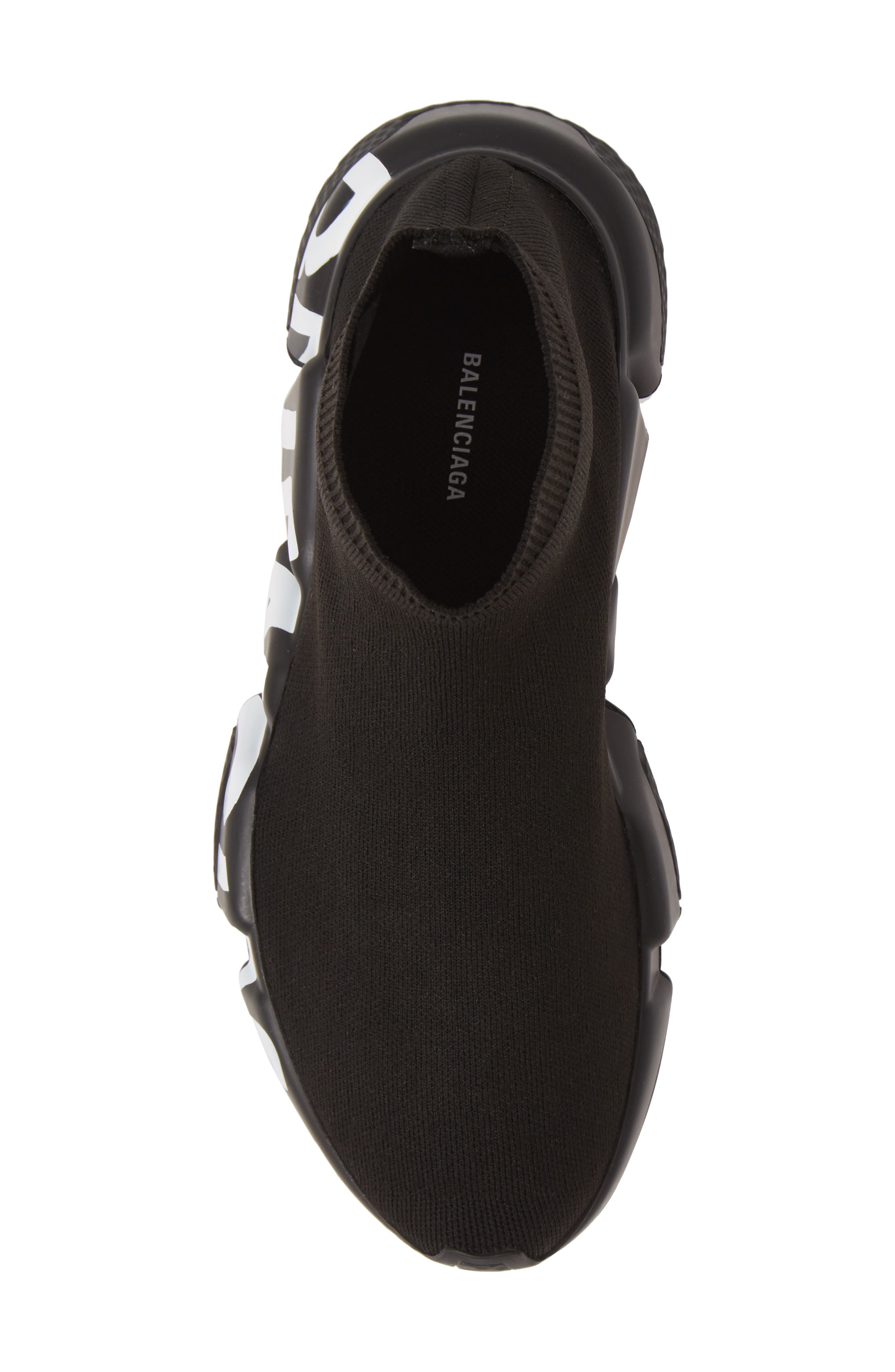 Balenciaga Mid Speed Sock Sneaker, Alternate, color, Black/ Black/ White