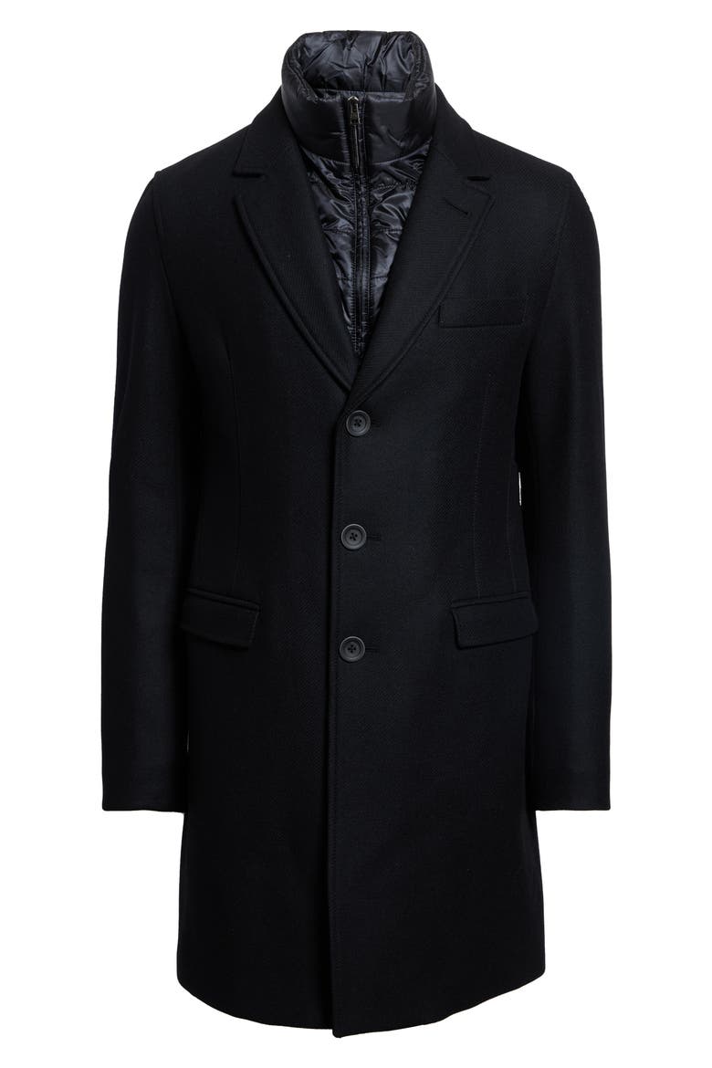 Diagonal Wool Blend Topcoat with Removable Bib, Main, color, 9300 BLACK
