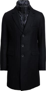 Herno Diagonal Wool Blend Topcoat with Removable Bib