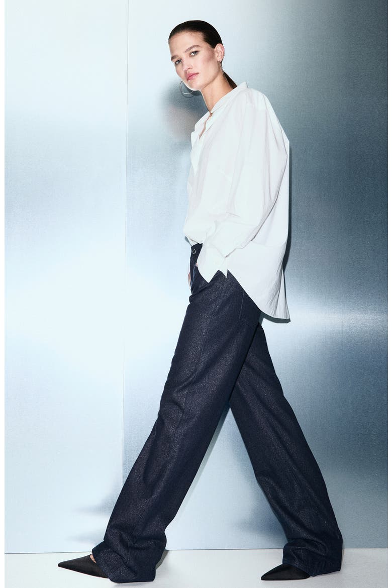 Metallic Straight Leg Jeans, Alternate, color, DARK BLUE