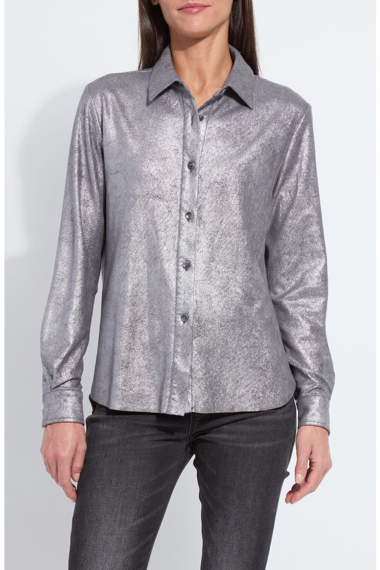 Metallic Faux Suede Shacket, Main, color, DISTRESS METALIC SILVER