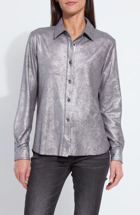 Metallic Faux Suede Shacket