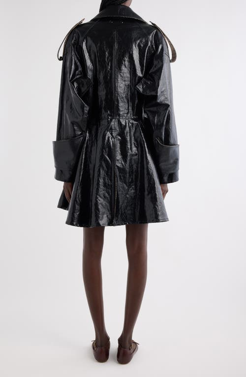 Chloé Coated Linen Belted Riding Trench Coat In Black