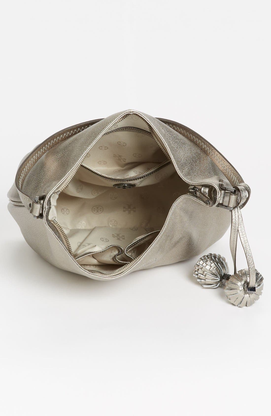 Tory Burch 'Thea' Metallic Leather Hobo, Alternate, color, 