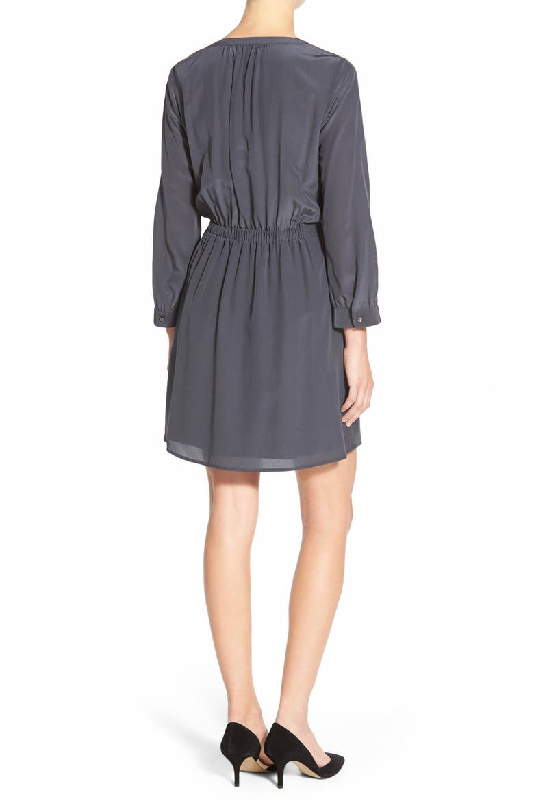 'Kali' Silk Surplice Dress, Alternate, color, STORM BLUE