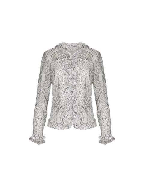 Women's  Giana White And Black Sheer Top