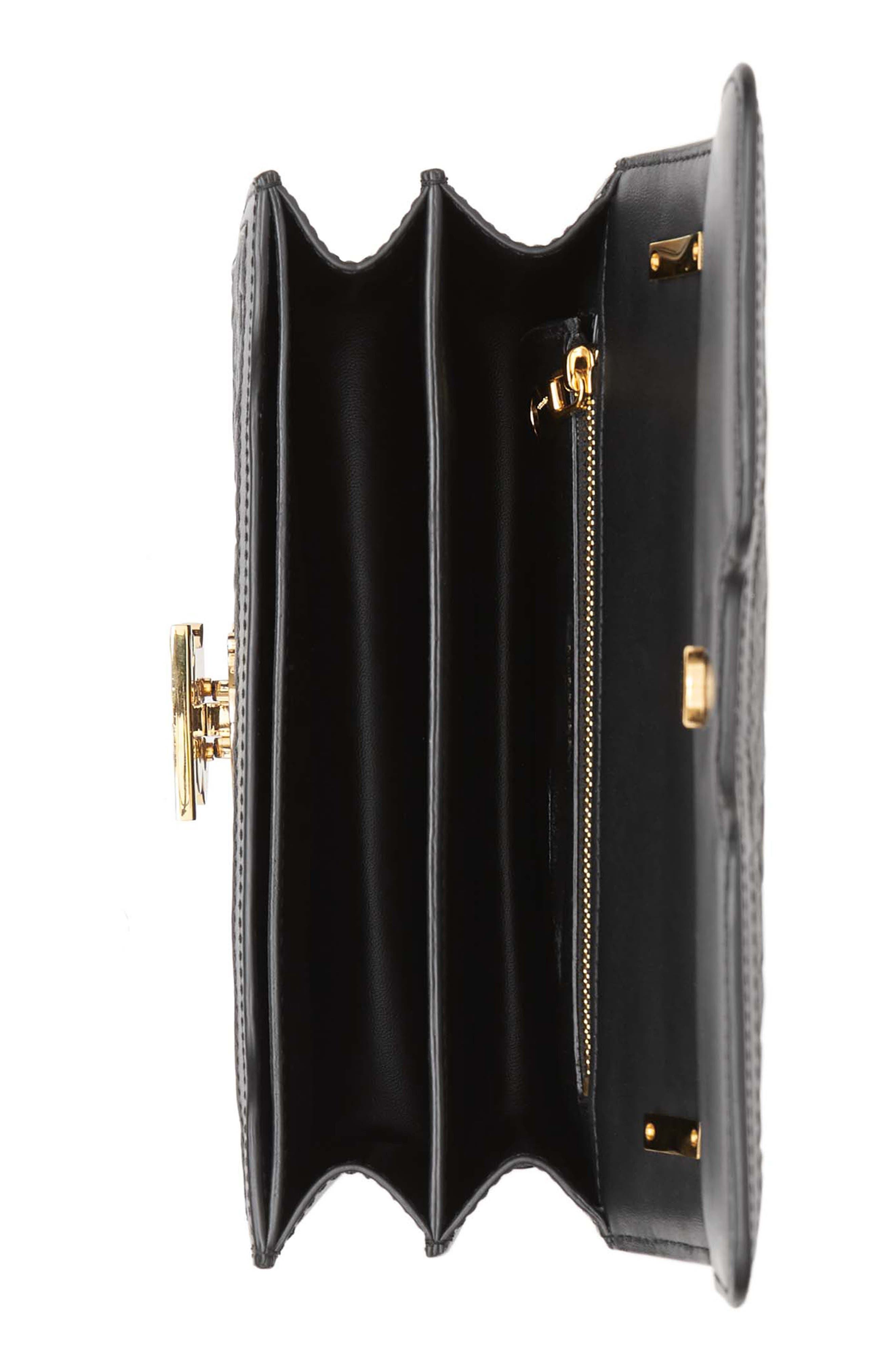 Small TB Monogram Quilted Lambskin Bag, Alternate, color, BLACK
