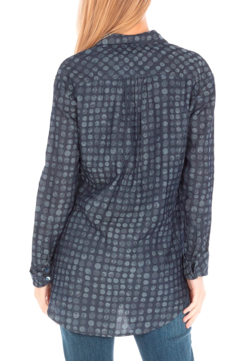 Polka Dot Button-Up Tunic, Alternate, color, INDIGO