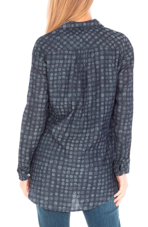 Apny Polka Dot Button-up Tunic In Indigo