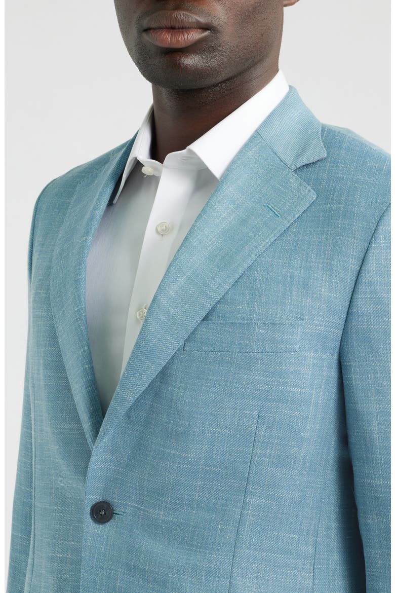Aqua Blue Slub Wool Blend Twill Sport Coat, Alternate, color, LIGHT BLUE