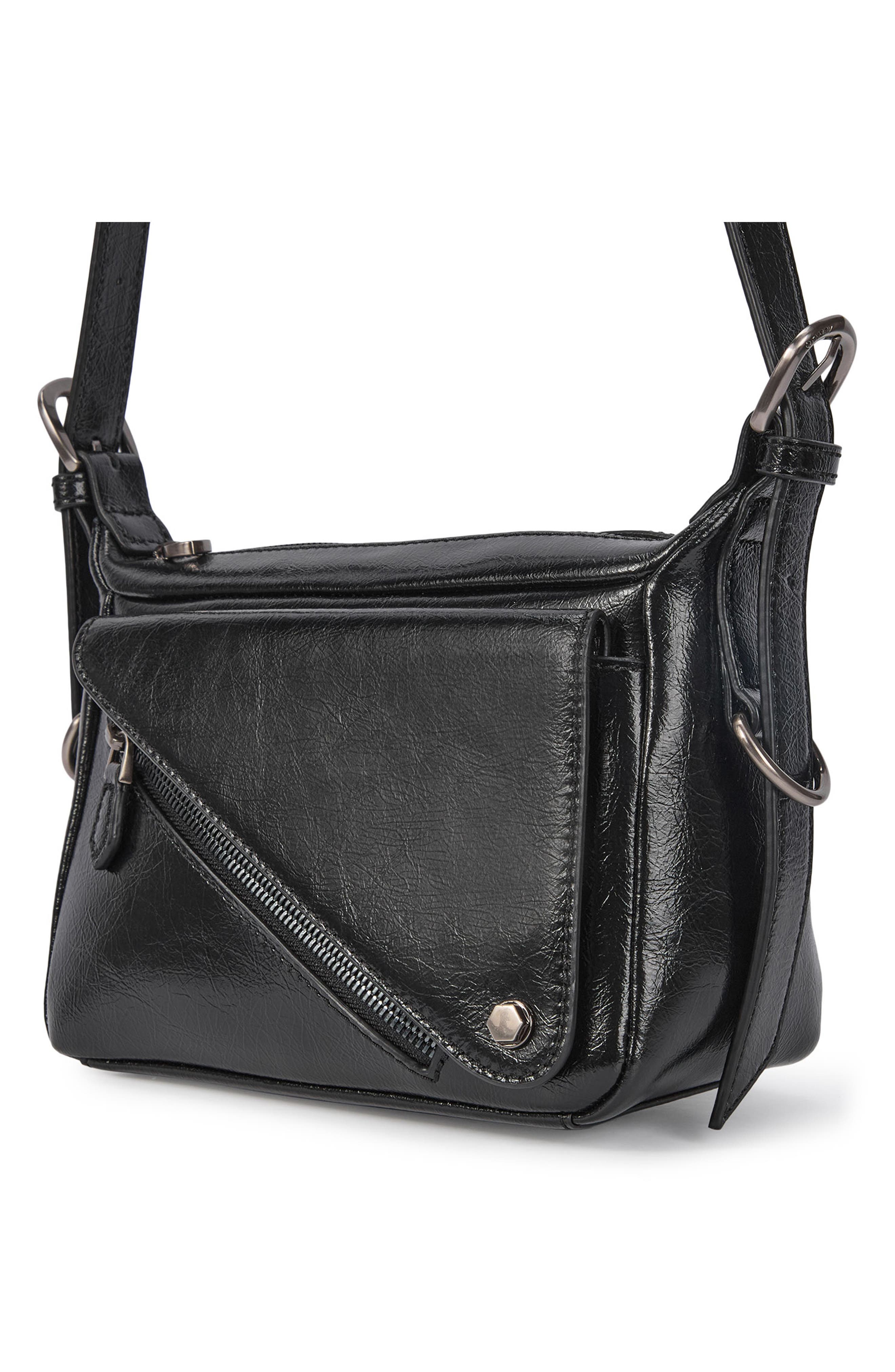 Oryany Moto Leather Crossbody Bag, Alternate, color, Black