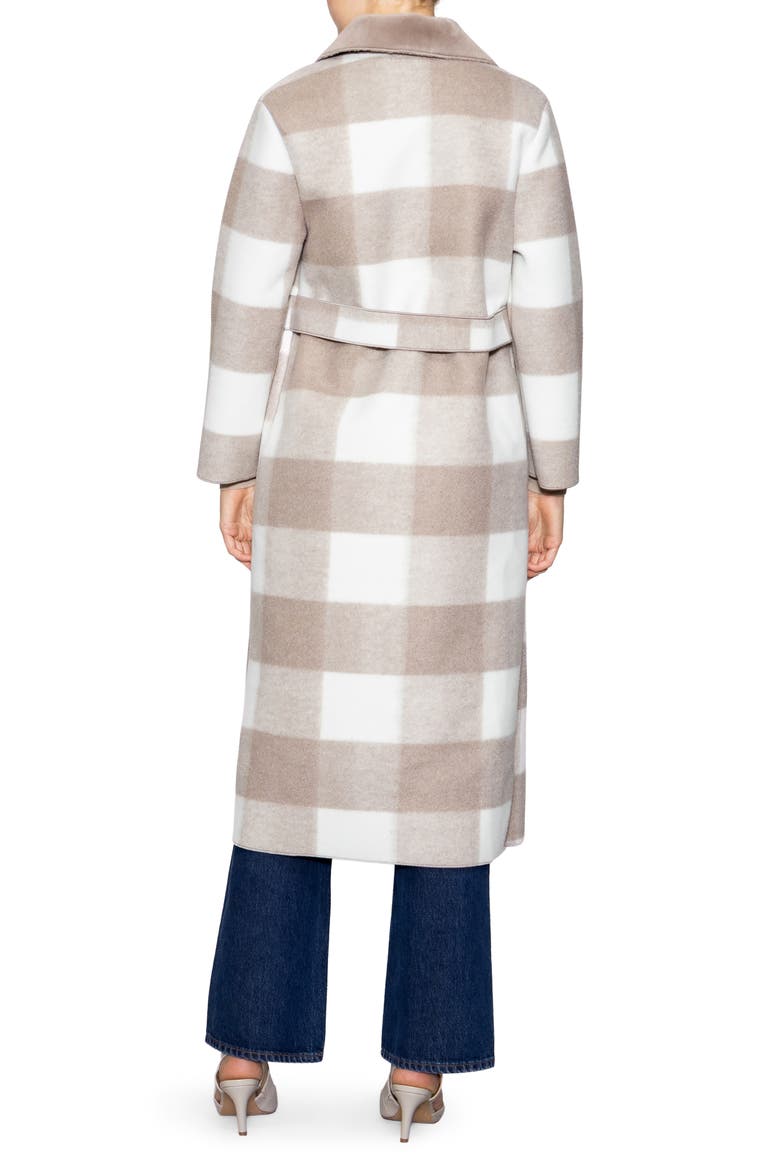 Faux Fur Collared Plaid Trench Coat, Alternate, color, IVORY TAUPE BUFFALO