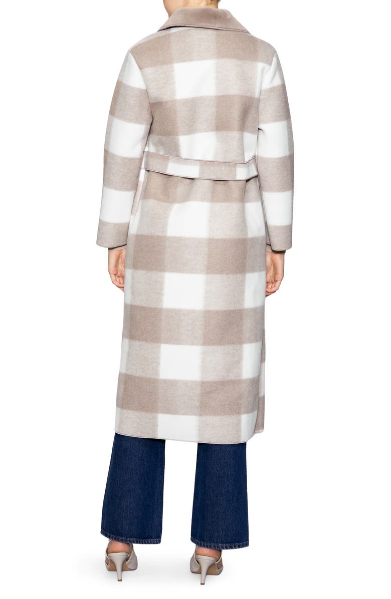 MELLODAY Faux Fur Collared Plaid Trench Coat, Alternate, color, Ivory Taupe Buffalo