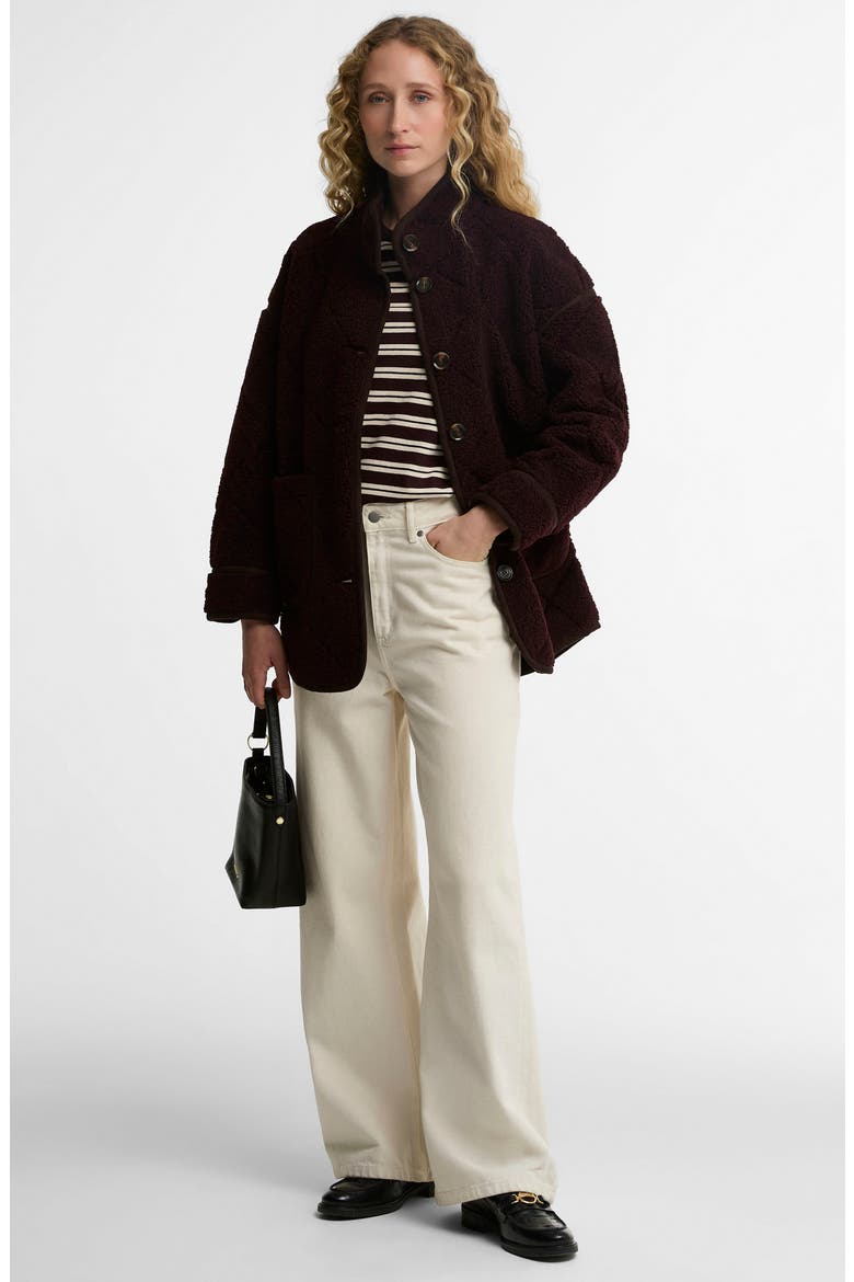 Maplewood Quilted Fleece Jacket, Alternate, color, FIG/ GANACHE
