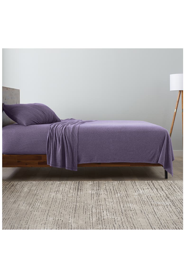 Blue Heather Jersey Knit 3-Piece Twin Sheet Set, Alternate, color, PURPLE