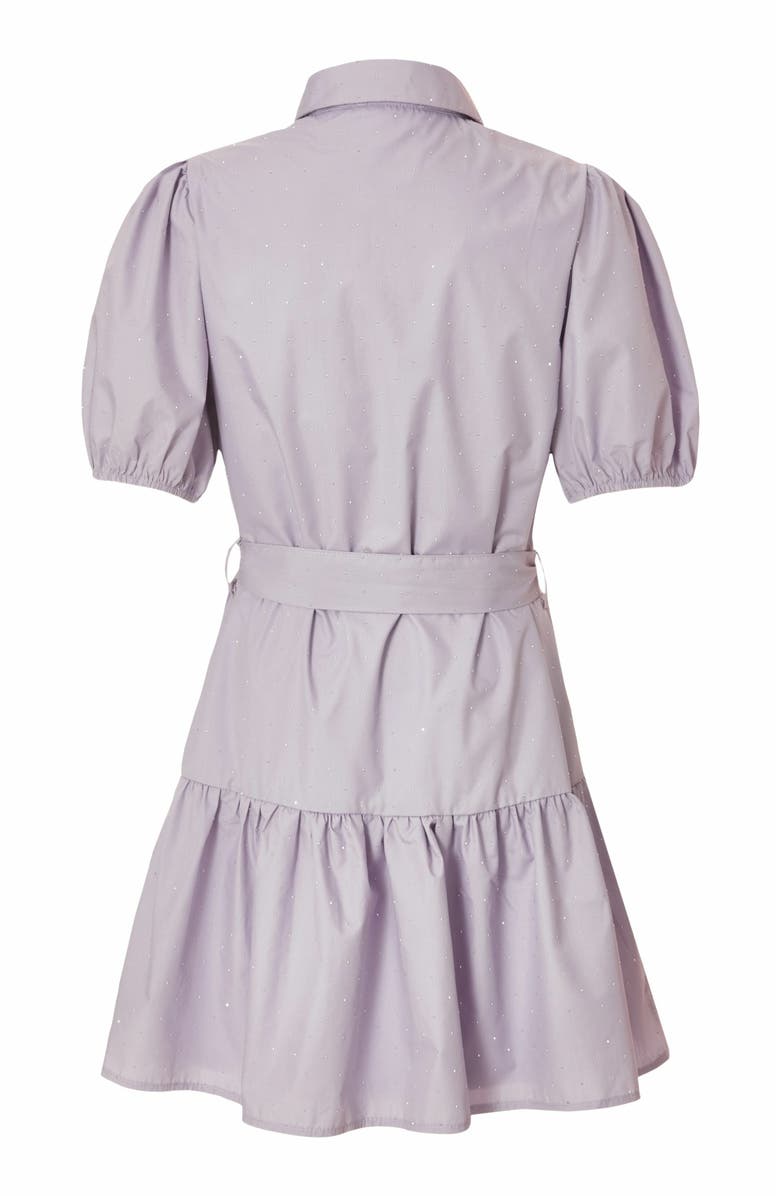 QUIZ Diamante Detail Cotton Shirt Dress, Alternate, color, Lilac