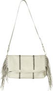 Carlos Falchi Large Fringe Leather Crossbody Messenger