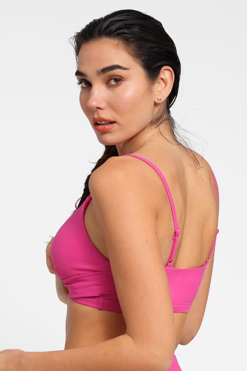 Popilush Shapewear Bust-enhancing Draped Bikini Top In Hot Pink