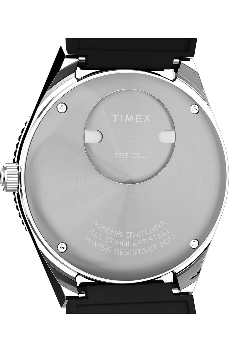 Timex<sup>®</sup> Q Timex GMT Synthetic Rubber Strap Watch, 38mm, Alternate, color, Black