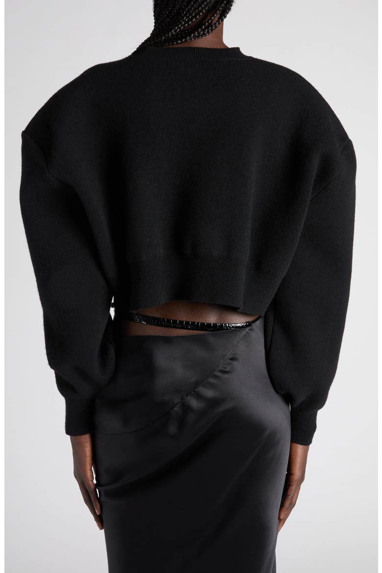 Sculptural Double Face Virgin Wool Blend Crop Sweater, Alternate, color, BLACK
