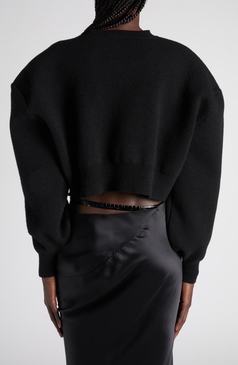 TOM FORD Sculptural Double Face Virgin Wool Blend Crop Sweater, Alternate, color, Black