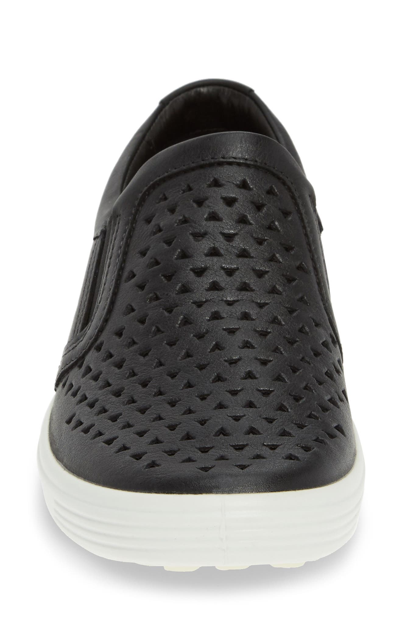 Soft 7 Laser Cut Slip-On Sneaker, Alternate, color, BLACK LEATHER