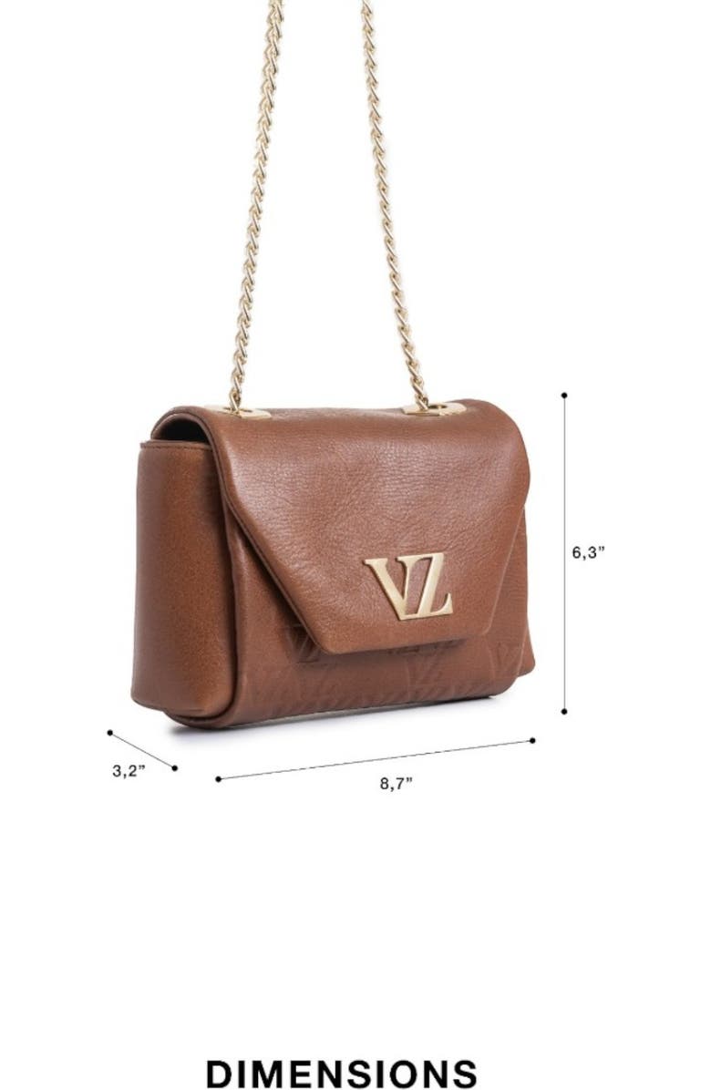 Velez Mini Lili Hands-Free Leather Bag with Metallic Chain, Alternate, color, Brown