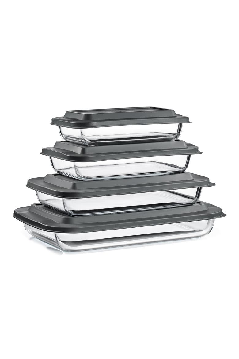 4-Piece Deep Dish Baking Dish Set, Main, color, CLEAR