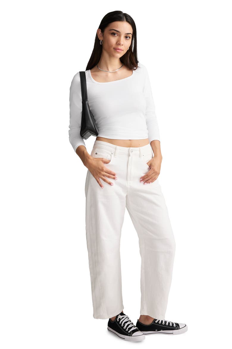 Women's Organic Cotton Stretch Long Sleeve Top, Alternate, color, White