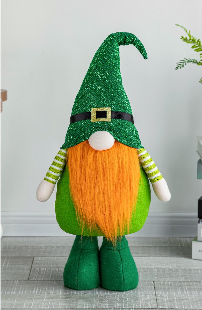 Glitzhome Fabric St. Patrick's Gnome with Telescoped Legs, Alternate, color, Green