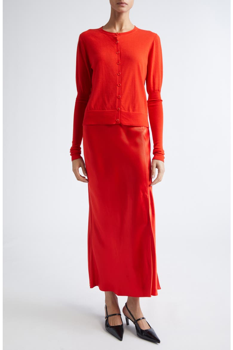 Bias Cut Washed Twill Slip Skirt, Alternate, color, PAPAYA