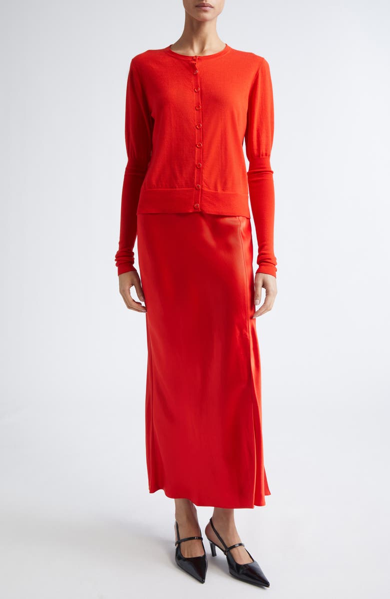 Jason Wu Collection Bias Cut Washed Twill Slip Skirt, Alternate, color, Papaya