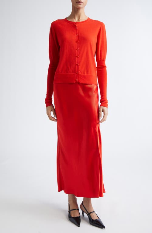 Jason Wu Collection Puff Sleeve Merino Wool Cardigan In Orange