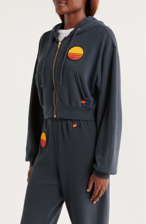 Aviator Nation Sunset Patch Crop Zip Hoodie