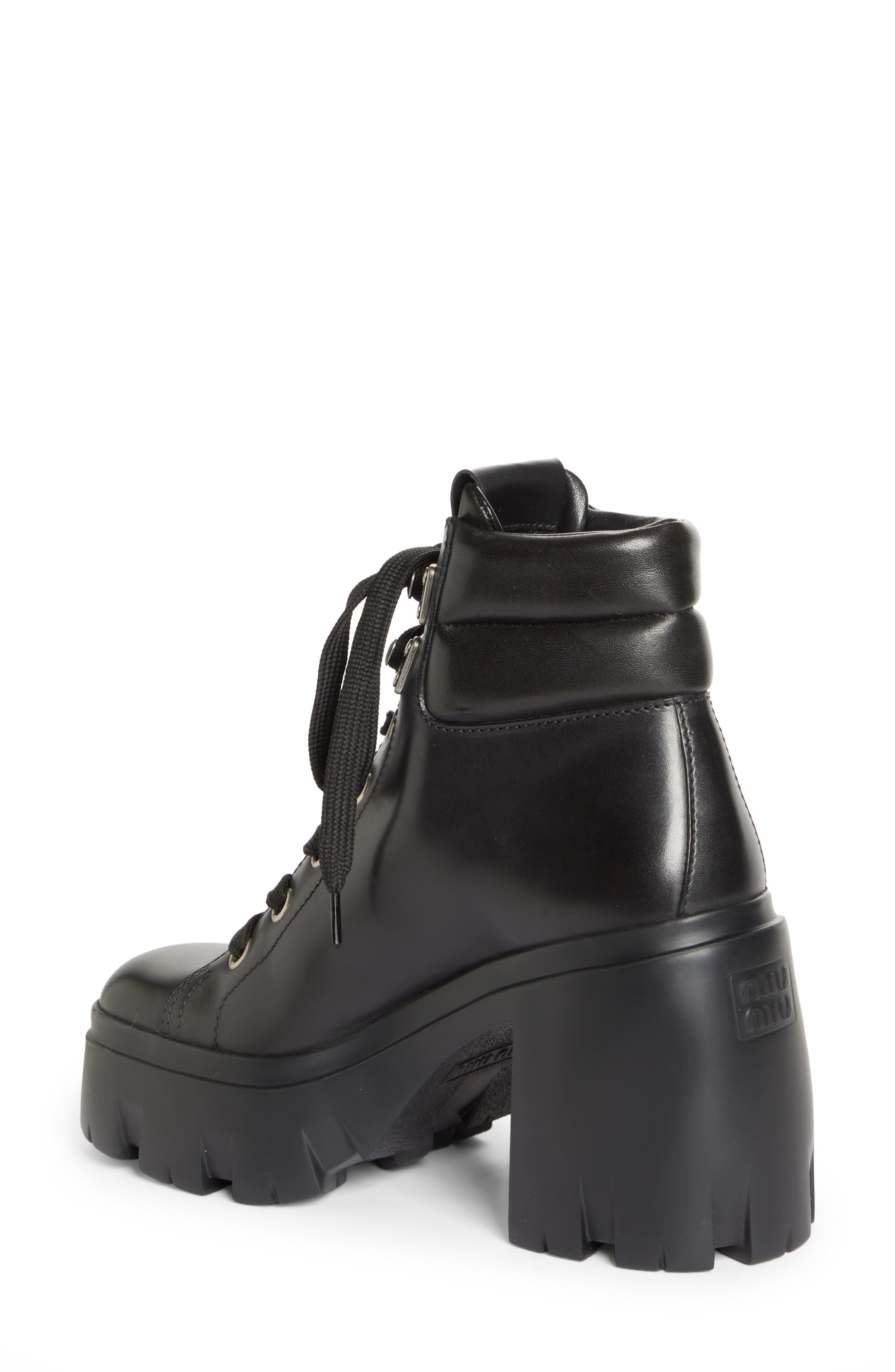 Miu Miu Lug Sole Combat Boot, Alternate, color, 