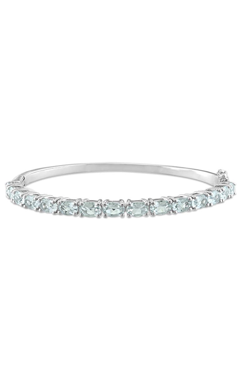 Julianna B. Aquamarine Oval Bangle Sterling Silver, Main, color, Aquamarine